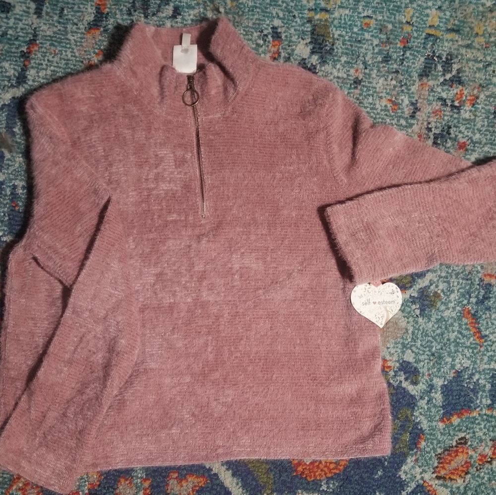 Zip-Front Fuzzy Zip-Up Top NWT - Picture 5 of 5